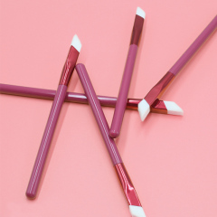 High quality red wooden handle thickened aluminum tube white synthetic hair square eyebrow brush