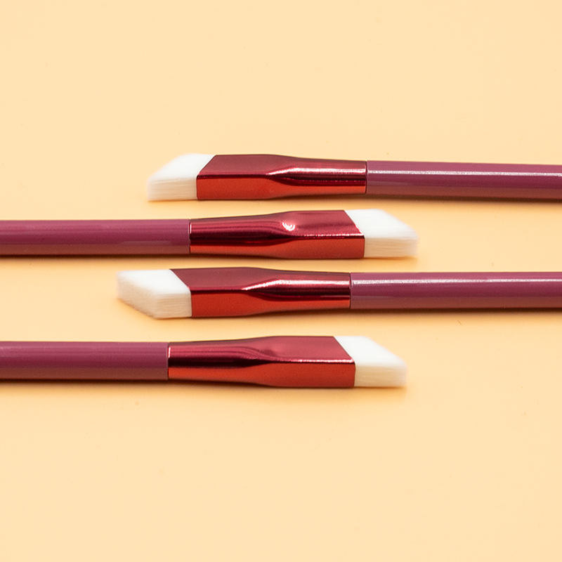 High quality red wooden handle thickened aluminum tube white synthetic hair square eyebrow brush