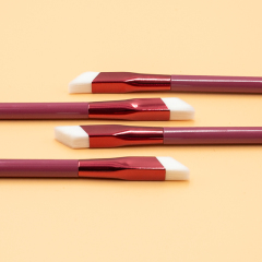 High quality red wooden handle thickened aluminum tube white synthetic hair square eyebrow brush