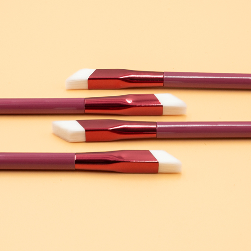 High quality red wooden handle thickened aluminum tube white synthetic hair square eyebrow brush