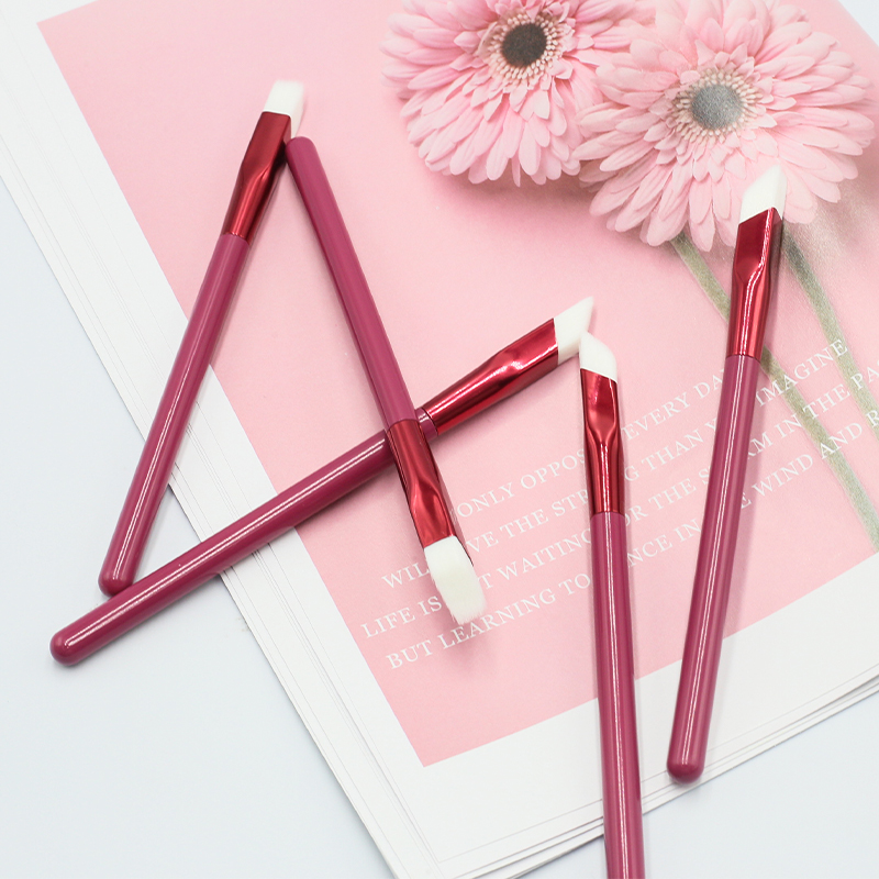 High quality red wooden handle thickened aluminum tube white synthetic hair square eyebrow brush