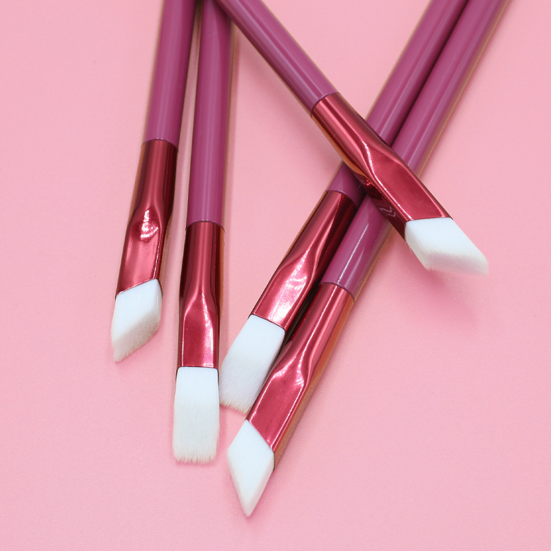 High quality red wooden handle thickened aluminum tube white synthetic hair square eyebrow brush