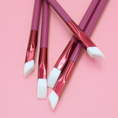 High quality red wooden handle thickened aluminum tube white synthetic hair square eyebrow brush