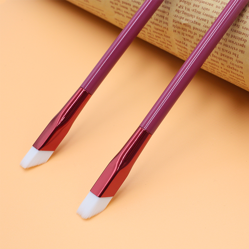 High quality red wooden handle thickened aluminum tube white synthetic hair square eyebrow brush