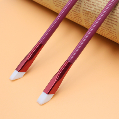 High quality red wooden handle thickened aluminum tube white synthetic hair square eyebrow brush