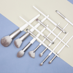 12pcs high quality grey tube wooden handle thickened aluminium tube grey synthetic hair makeup brush