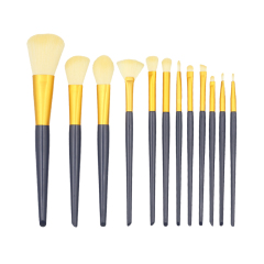 12pcs high quality dark purple wooden handle thickened aluminum tube synthetic wool makeup set brush