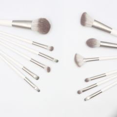 12pcs high quality grey tube wooden handle thickened aluminium tube grey synthetic hair makeup brush