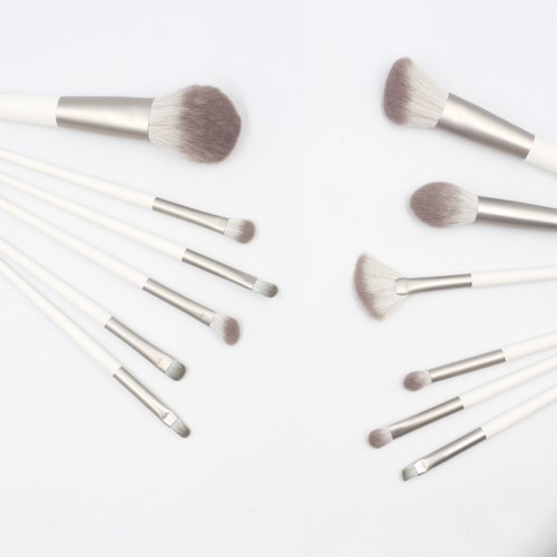 12pcs high quality grey tube wooden handle thickened aluminium tube grey synthetic hair makeup brush