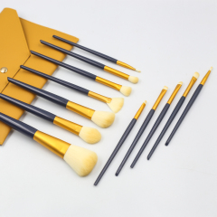 12pcs high quality dark purple wooden handle thickened aluminum tube synthetic wool makeup set brush