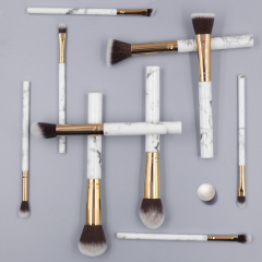 10pcs high quality marble handle thickened aluminum tube synthetic wool makeup brush
