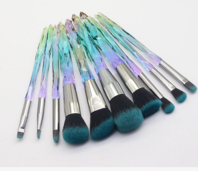10pcs high quality acrylic handle thickened aluminum tube synthetic wool makeup brush