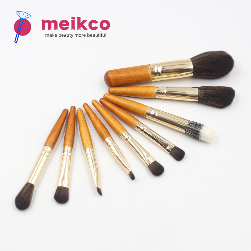 pcs high quality wooden handle thickened aluminum tube black synthetic wool makeup set brush