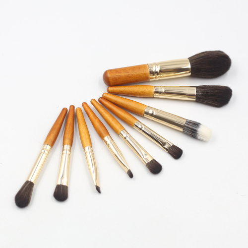 pcs high quality wooden handle thickened aluminum tube black synthetic wool makeup set brush