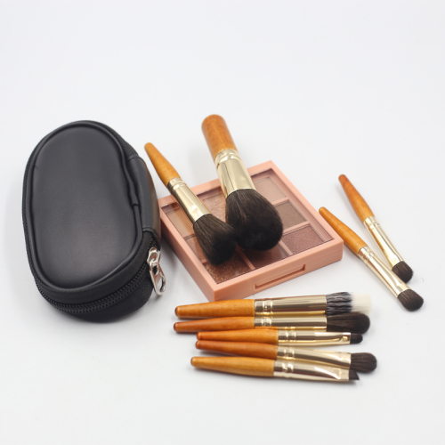 pcs high quality wooden handle thickened aluminum tube black synthetic wool makeup set brush