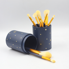 12pcs high quality dark purple wooden handle thickened aluminum tube synthetic wool makeup set brush