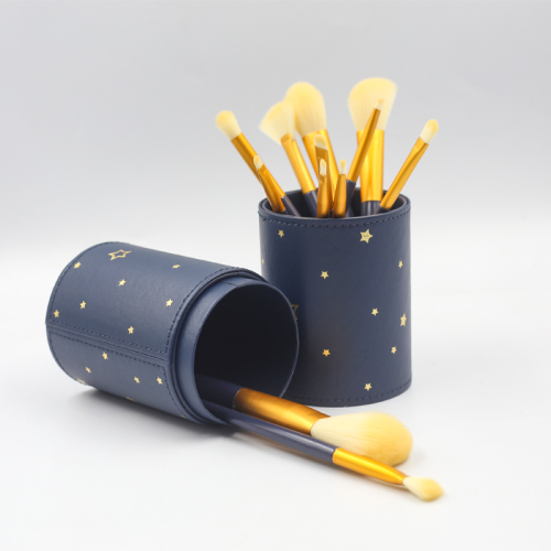 12pcs high quality dark purple wooden handle thickened aluminum tube synthetic wool makeup set brush