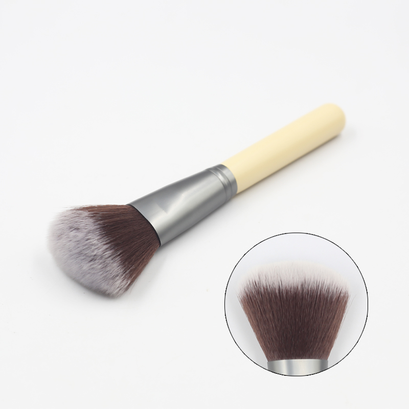 High quality yellow wood handle thickened aluminum tube brown synthetic wool brush