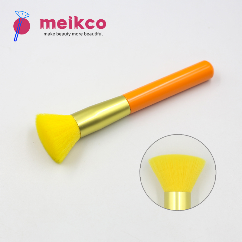 High quality yellow handle reinforced aluminum tube synthetic hair foundation makeup brush
