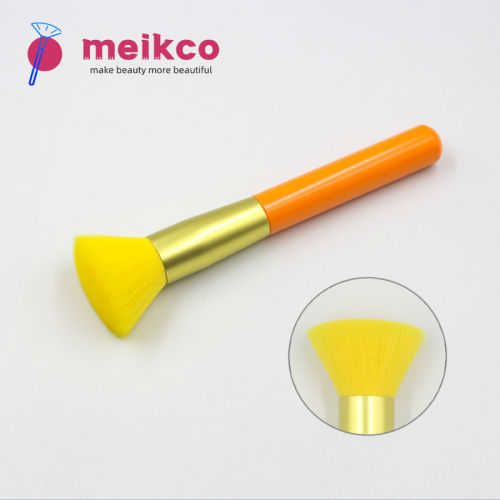 High quality yellow handle reinforced aluminum tube synthetic hair foundation makeup brush