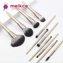 11pcs high quality Champagne reinforced aluminum tube makeup brush