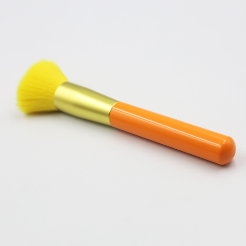 High quality yellow handle reinforced aluminum tube synthetic hair foundation makeup brush