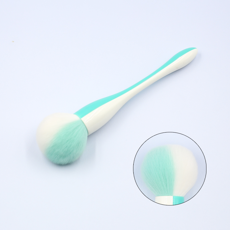 High quality cyan and white two-color handle reinforced aluminum tube synthetic hair foundation makeup brush