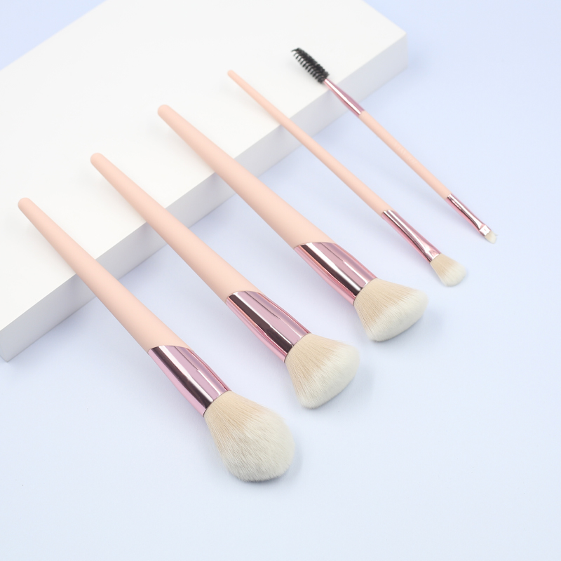 5pcs high quality pink thickened aluminum tube makeup brush