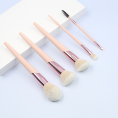 5pcs high quality pink thickened aluminum tube makeup brush