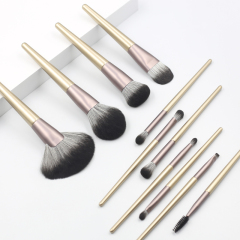 11pcs high quality Champagne reinforced aluminum tube makeup brush