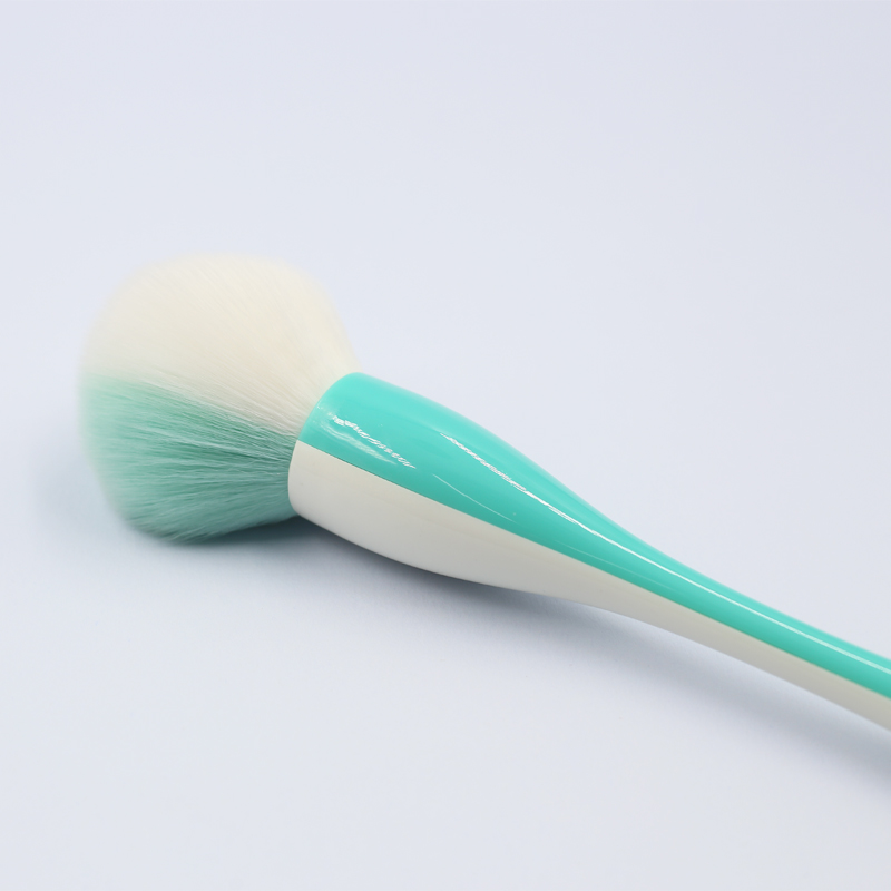 High quality cyan and white two-color handle reinforced aluminum tube synthetic hair foundation makeup brush