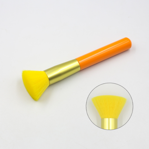 High quality yellow handle reinforced aluminum tube synthetic hair foundation makeup brush