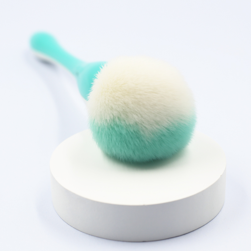 High quality cyan and white two-color handle reinforced aluminum tube synthetic hair foundation makeup brush