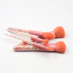 Portable 5pcs Candy Rainbow Color Filled Handle Makeup Brush Set with Private Logo
