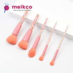 Portable 5pcs Candy Rainbow Color Filled Handle Makeup Brush Set with Private Logo