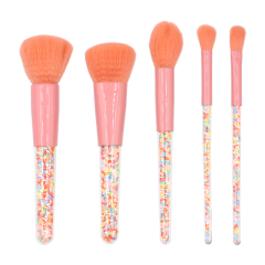 Portable 5pcs Candy Rainbow Color Filled Handle Makeup Brush Set with Private Logo