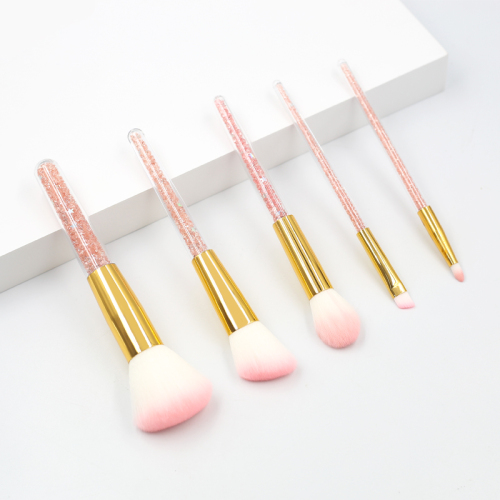 Best-selling 5 PCS Sparkling treatment Acrylic Diamond Crystal Liquid Glitter Star Makeup brush set