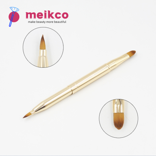 Metal telescopic double head lip brush Concealer lipstick brush portable telescopic Mini Lip Brush with cover