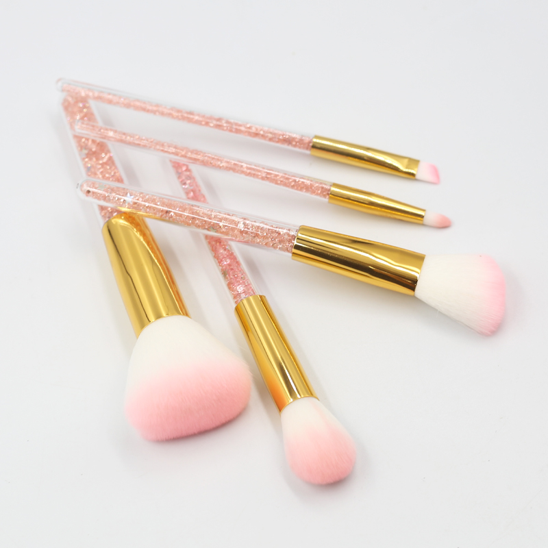 Best-selling 5 PCS Sparkling treatment Acrylic Diamond Crystal Liquid Glitter Star Makeup brush set
