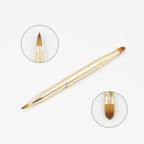 Metal telescopic double head lip brush Concealer lipstick brush portable telescopic Mini Lip Brush with cover