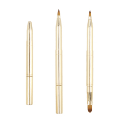 Metal telescopic double head lip brush Concealer lipstick brush portable telescopic Mini Lip Brush with cover