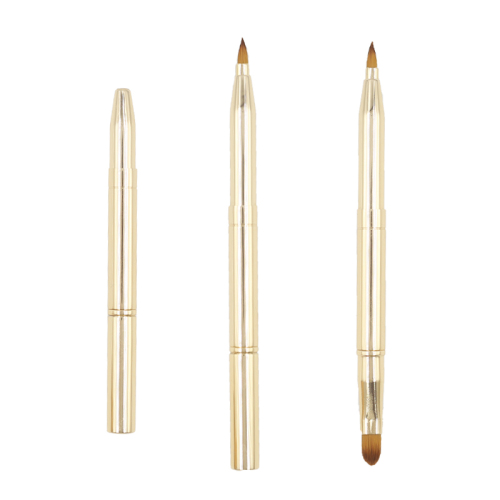 Metal telescopic double head lip brush Concealer lipstick brush portable telescopic Mini Lip Brush with cover