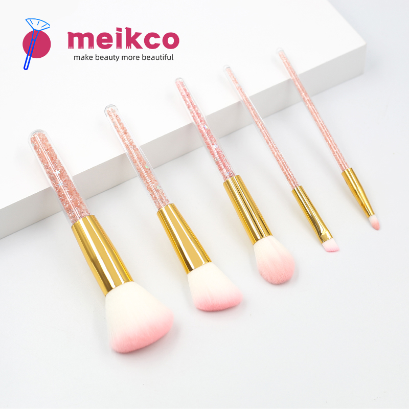 Best-selling 5 PCS Sparkling treatment Acrylic Diamond Crystal Liquid Glitter Star Makeup brush set