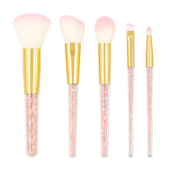 Best-selling 5 PCS Sparkling treatment Acrylic Diamond Crystal Liquid Glitter Star Makeup brush set