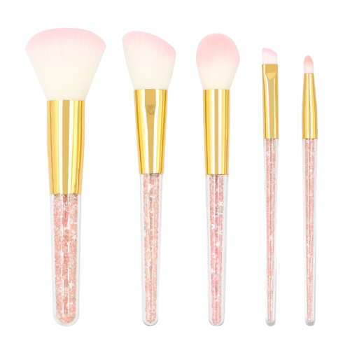 Best-selling 5 PCS Sparkling treatment Acrylic Diamond Crystal Liquid Glitter Star Makeup brush set