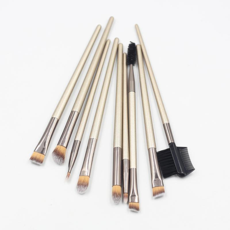 9pcs Synthetic Hair Makeup Tools accept custom Logo Private label Eye shadow brush silver style makeup brush set
