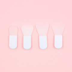 Multiple Shapes White Short Mini Silicone Spatula Brush Cosmetic Brush For Skin Care Cream Liquid Foundation