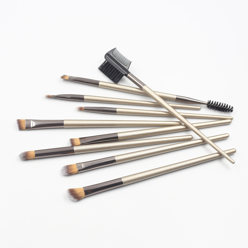 9pcs Synthetic Hair Makeup Tools accept custom Logo Private label Eye shadow brush silver style makeup brush set