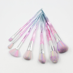 Custom wholesale private label Mermaids color wavy 7 makeup brush professional tools Soft manufacturer makeup brush sets