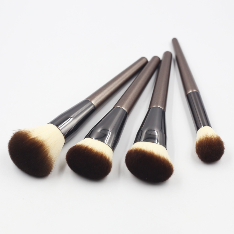 Wholesale 9pcs makeup brush accept custom Logo private label white brown hair brown aluminum tube makeup brush set